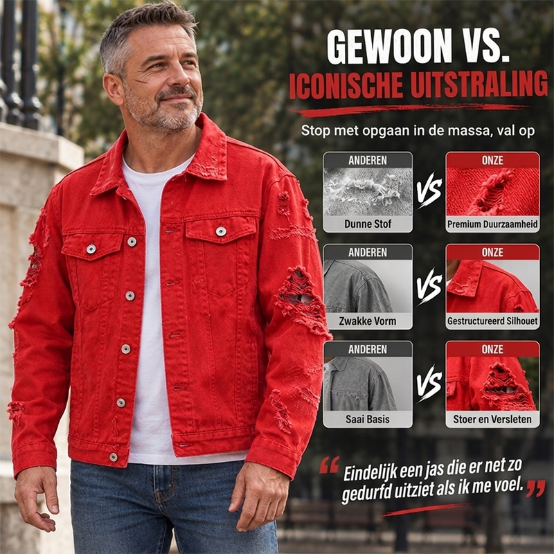 🔥Gratis verzending✈️Stijlvol en veelzijdig versleten heren jack van denim