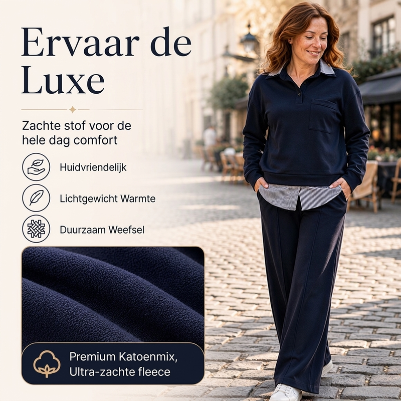 🔥Gratis verzending✈️Dames Sweatshirt & Broek Set met Fake Two Piece Ontwerp