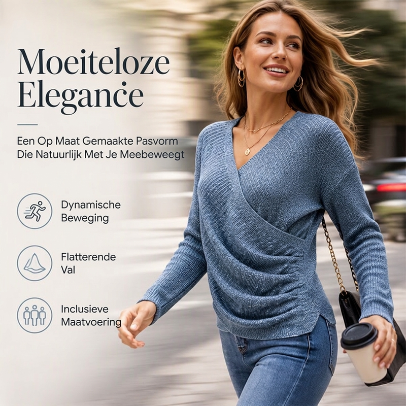 🔥Gratis verzending✈️Dames gebreide trui met kruisende V-hals