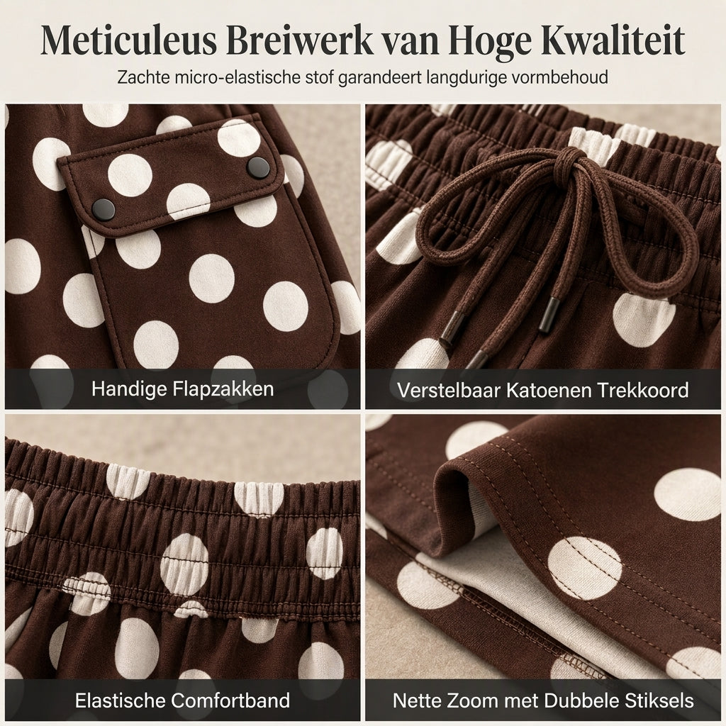 👖😍Dames casual wijde broek met polkaprint