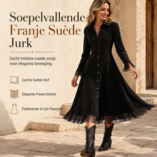 🔥Gratis verzending✈️Vintage Lange Mouwen Franjesjurk voor Dames