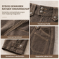🔥Gratis verzending✈️Dames gewassen gemengde katoenen broek met brede pijp en contrasterende stiksels