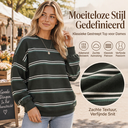 😍Casueel Gestreept Topje met Ronde Hals voor Dames