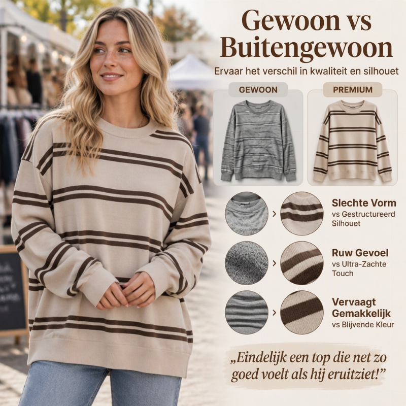 😍Casueel Gestreept Topje met Ronde Hals voor Dames