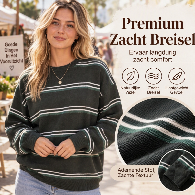 😍Casueel Gestreept Topje met Ronde Hals voor Dames