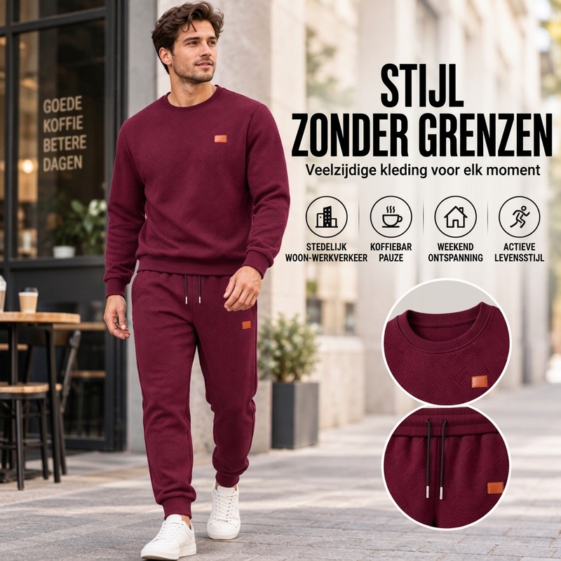 🔥Gratis verzending✈️Casueel sportset voor heren van gestructureerd jacquardweefsel
