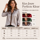🔥50% OFF🔥Elegante Satijnen Blouse met Luipaardkraag en Contrastmanchetten