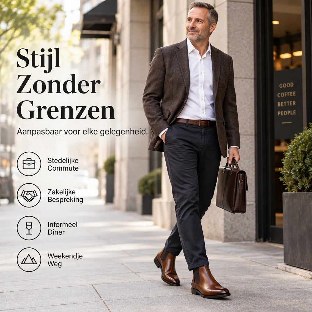 🔥Gratis verzending✈️Heren PU leren Chelsea laarzen