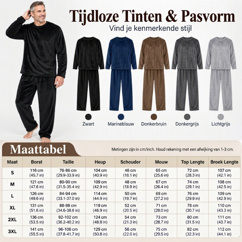 🔥Gratis verzending✈️Heren gezellige thermische fluwelen pyjamasset