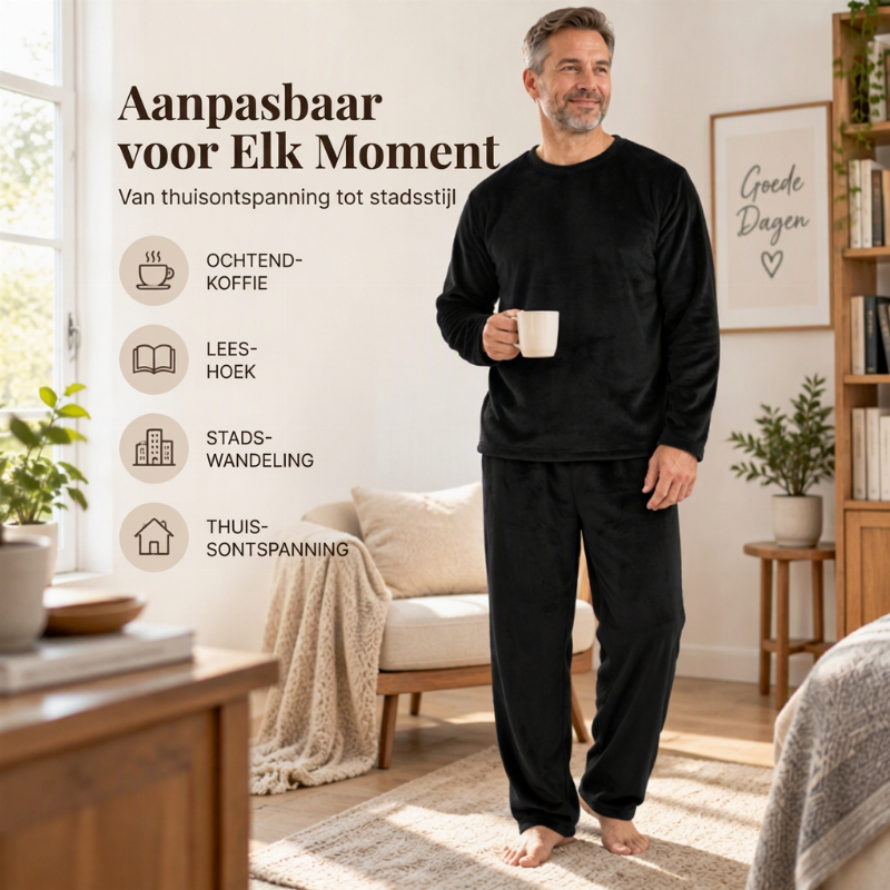 🔥Gratis verzending✈️Heren gezellige thermische fluwelen pyjamasset