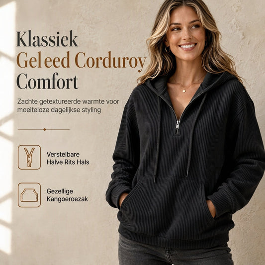 Vintage Casual Lange Mouwen Corduroy Gestreept Hoodie Sweatshirt