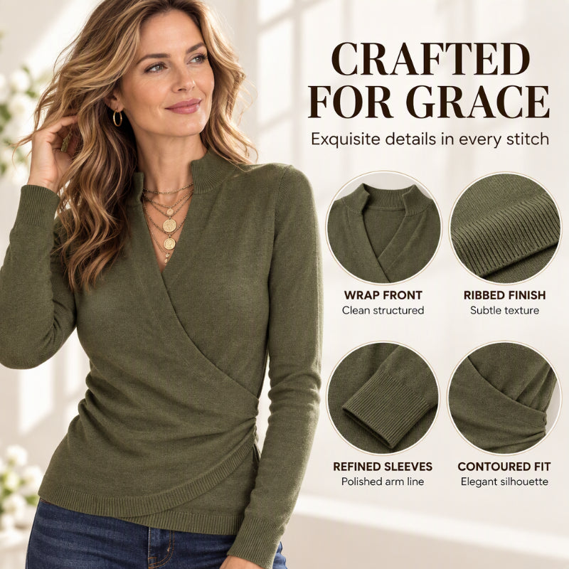 ✨ Stijlvol Dames Wrap-Top 🧶 V-hals Breisel Top, Zacht & Elegant voor Dagelijks, Werk en Avondoutfit