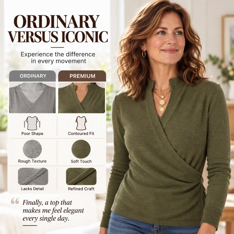 ✨ Stijlvol Dames Wrap-Top 🧶 V-hals Breisel Top, Zacht & Elegant voor Dagelijks, Werk en Avondoutfit