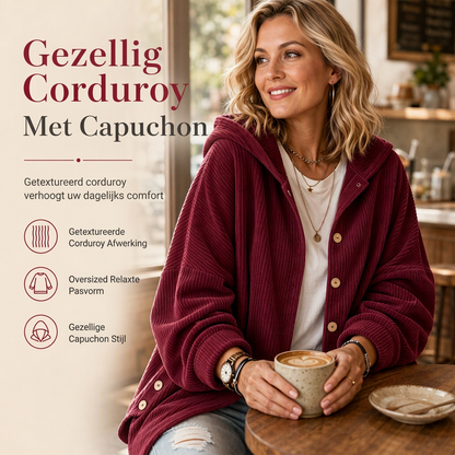 ✨ Casuele Losvallende Corduroy Jack 🧶 Damesjack met Capuchon, Comfortabel & Trendy voor Dagelijks ✨