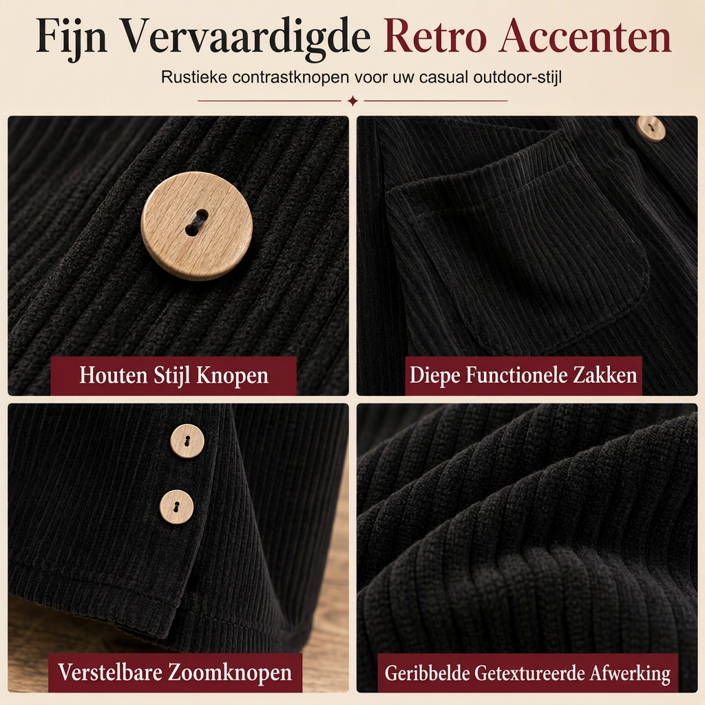 ✨ Casuele Losvallende Corduroy Jack 🧶 Damesjack met Capuchon, Comfortabel & Trendy voor Dagelijks ✨