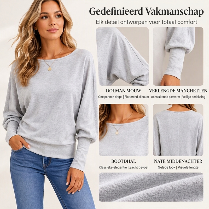 ✨ Casuele Dames Trui 🧶 met Vleermuismouwen, Zacht & Relaxed, Perfect voor Dagelijkse Outfit ✨
