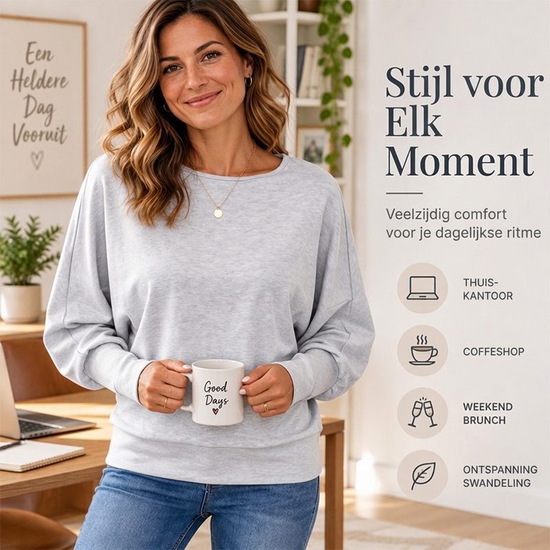 ✨ Casuele Dames Trui 🧶 met Vleermuismouwen, Zacht & Relaxed, Perfect voor Dagelijkse Outfit ✨