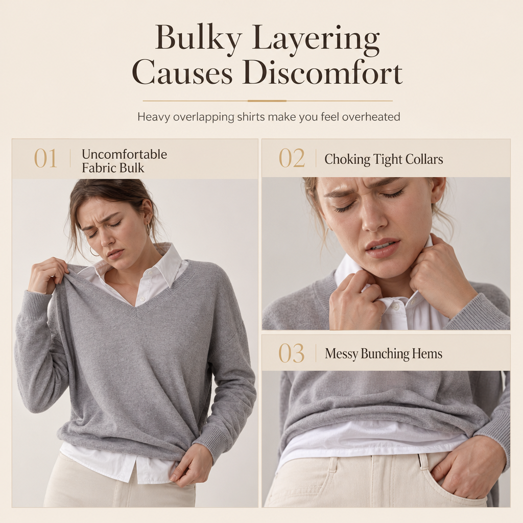 Casual Mock Two-Piece V-hals Gebreide Trui met Knopdetails