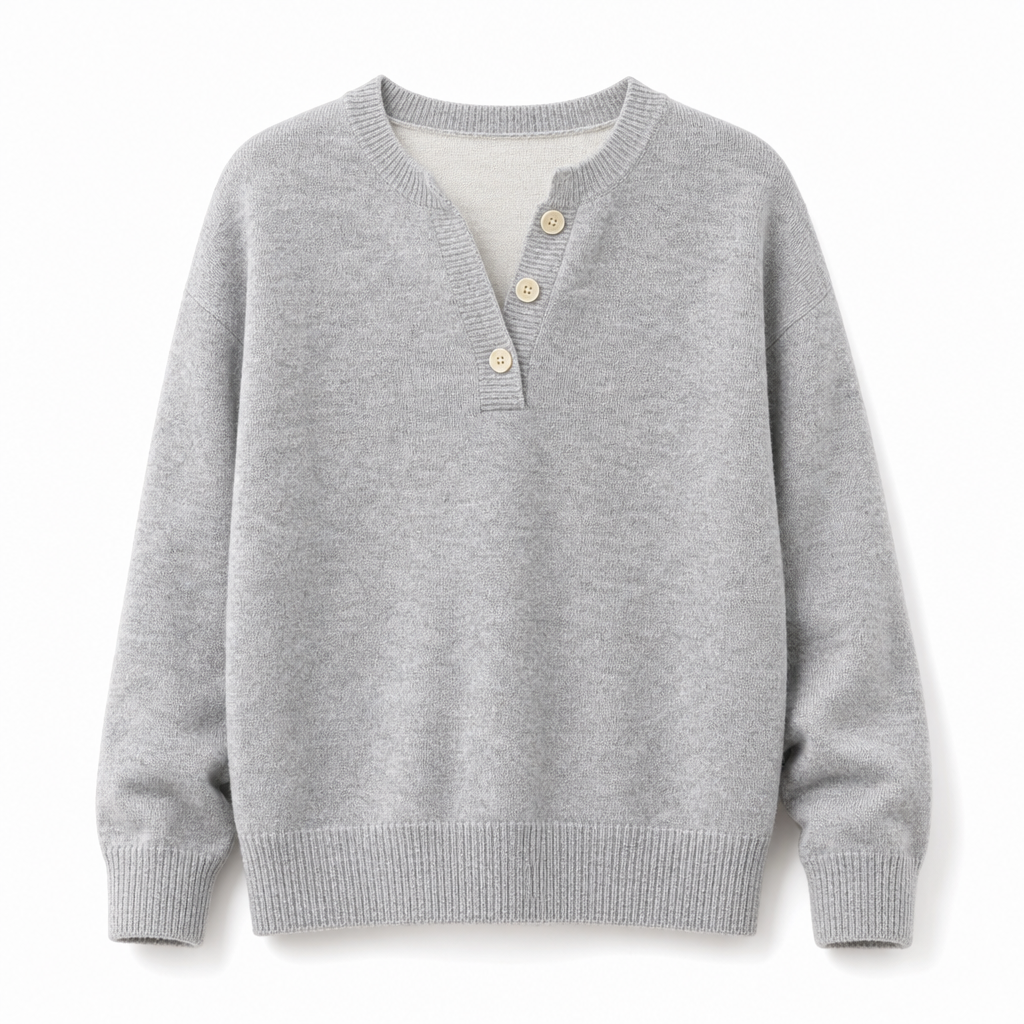 Casual Mock Two-Piece V-hals Gebreide Trui met Knopdetails