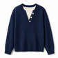 Casual Mock Two-Piece V-hals Gebreide Trui met Knopdetails