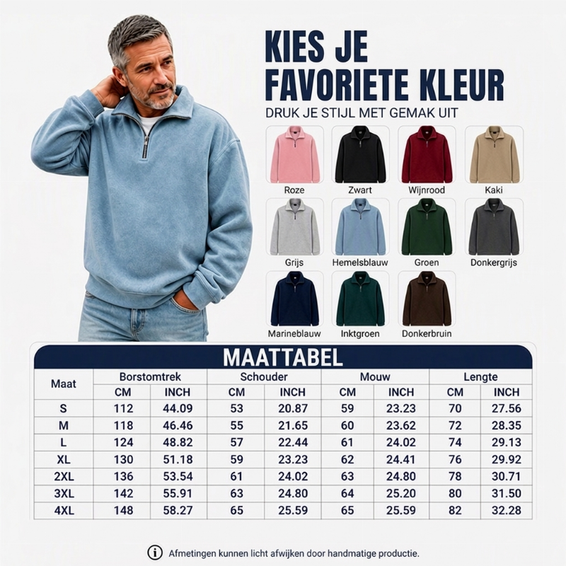 ✨ Casual Herensweatshirt 🧶 met Kwartrits, Zacht & Stoer, Perfect voor Dagelijks en Outfit ✨