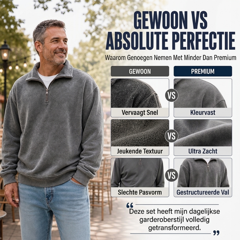✨ Casual Herensweatshirt 🧶 met Kwartrits, Zacht & Stoer, Perfect voor Dagelijks en Outfit ✨