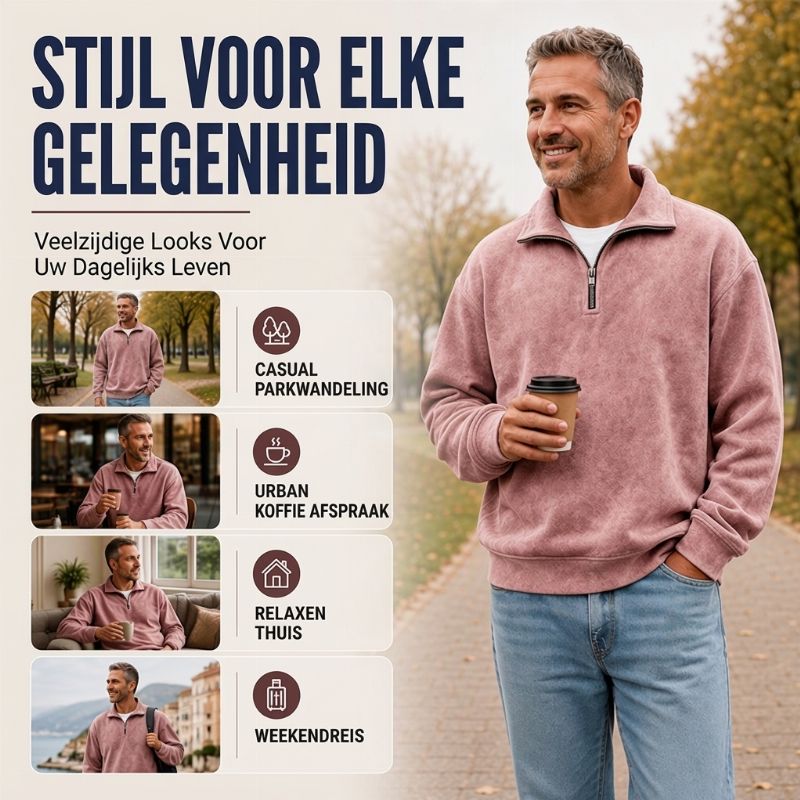 ✨ Casual Herensweatshirt 🧶 met Kwartrits, Zacht & Stoer, Perfect voor Dagelijks en Outfit ✨