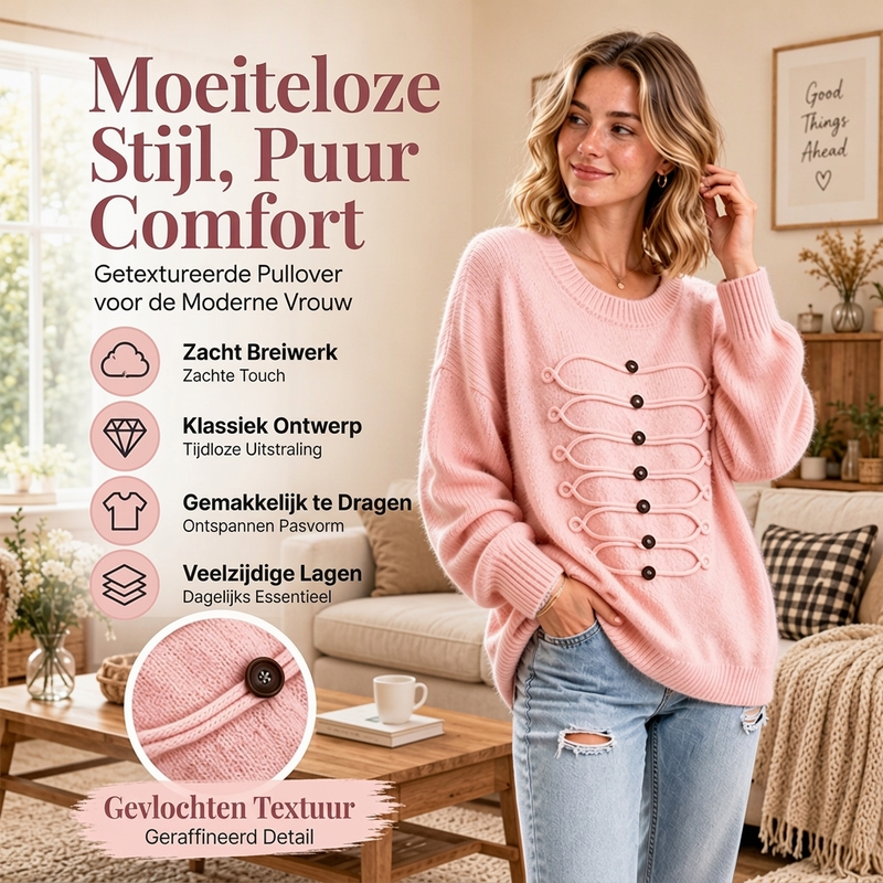 ✨ Elegant Damesvest 🧶 met Ronde Hals en Gevlochten Detail, Chique Laag voor Werk & Dagelijks ✨