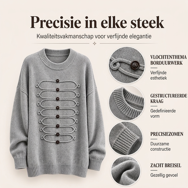 ✨ Elegant Damesvest 🧶 met Ronde Hals en Gevlochten Detail, Chique Laag voor Werk & Dagelijks ✨
