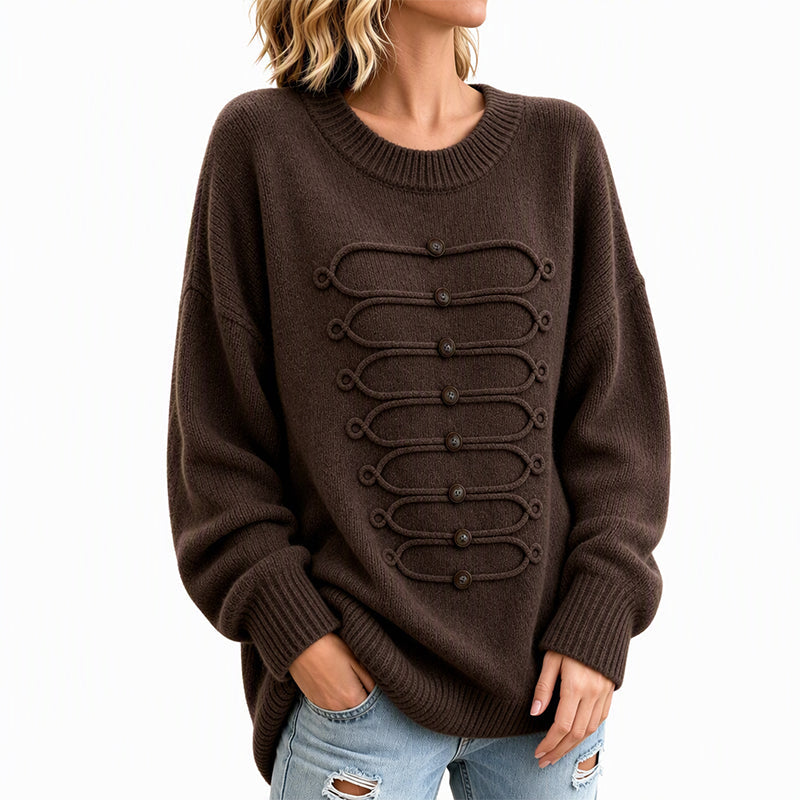✨ Elegant Damesvest 🧶 met Ronde Hals en Gevlochten Detail, Chique Laag voor Werk & Dagelijks ✨