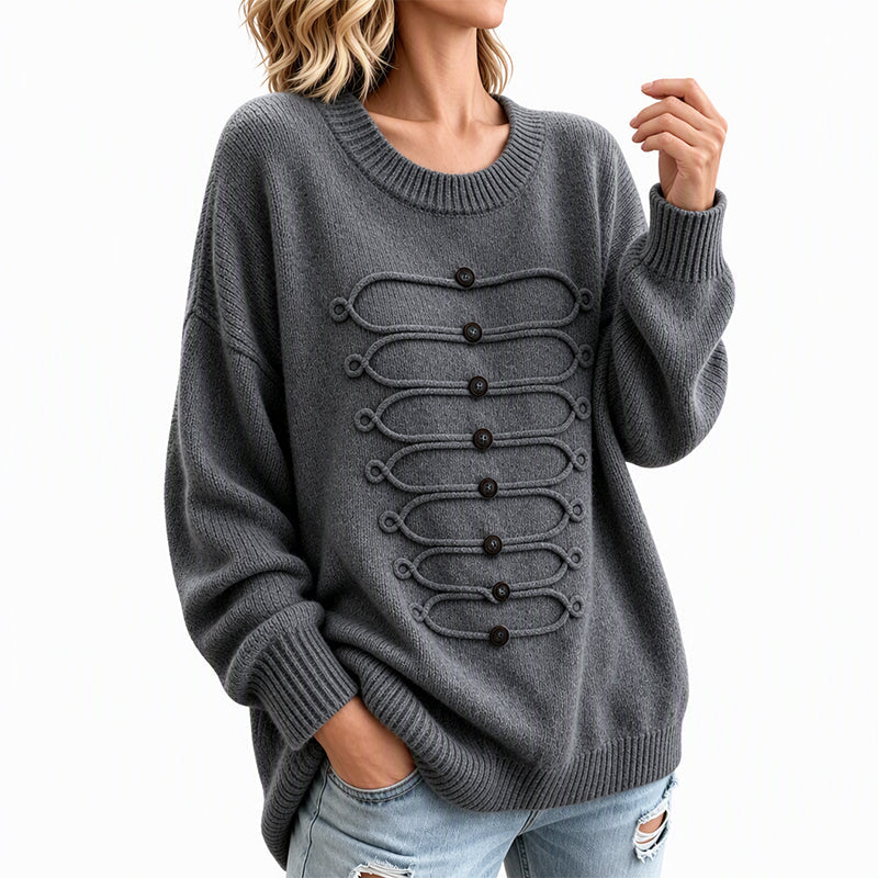 ✨ Elegant Damesvest 🧶 met Ronde Hals en Gevlochten Detail, Chique Laag voor Werk & Dagelijks ✨
