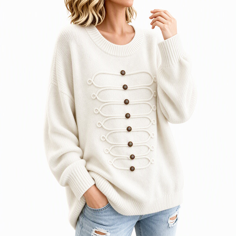 ✨ Elegant Damesvest 🧶 met Ronde Hals en Gevlochten Detail, Chique Laag voor Werk & Dagelijks ✨