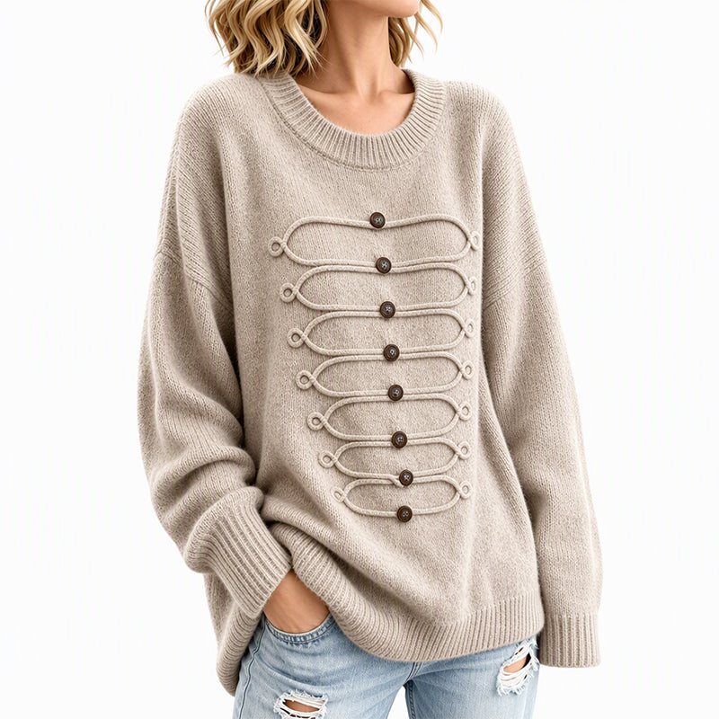 ✨ Elegant Damesvest 🧶 met Ronde Hals en Gevlochten Detail, Chique Laag voor Werk & Dagelijks ✨