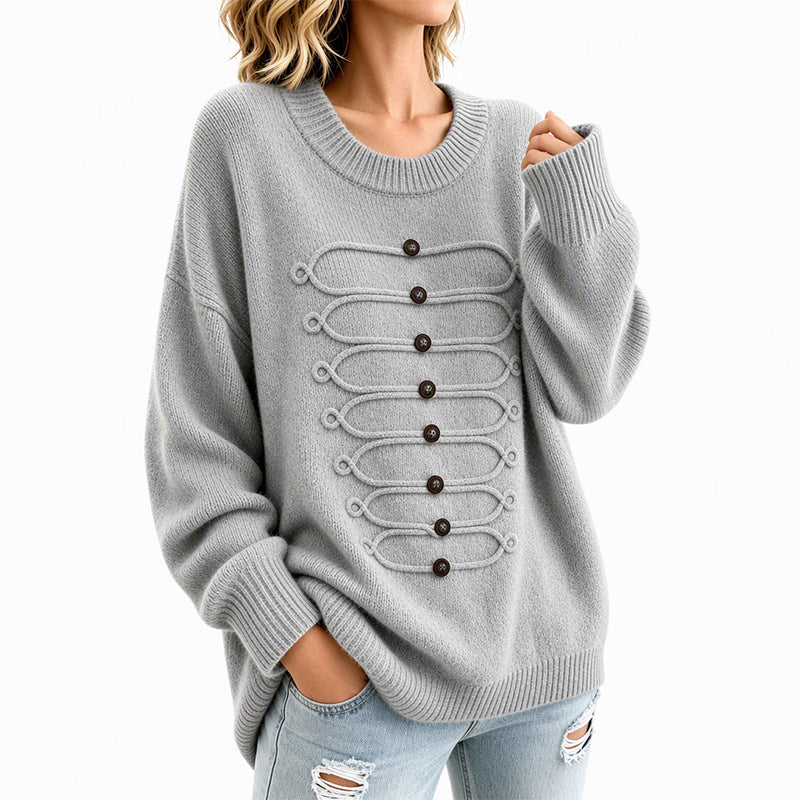 ✨ Elegant Damesvest 🧶 met Ronde Hals en Gevlochten Detail, Chique Laag voor Werk & Dagelijks ✨