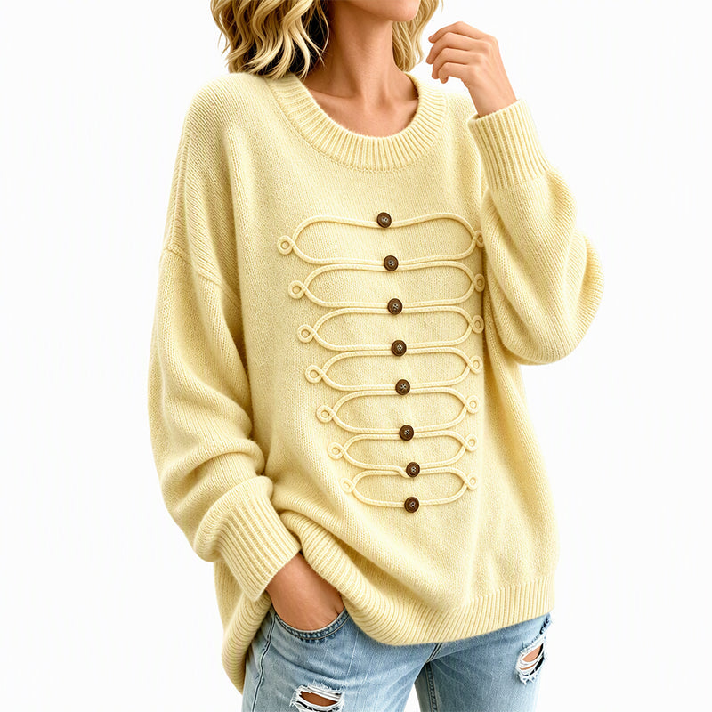 ✨ Elegant Damesvest 🧶 met Ronde Hals en Gevlochten Detail, Chique Laag voor Werk & Dagelijks ✨