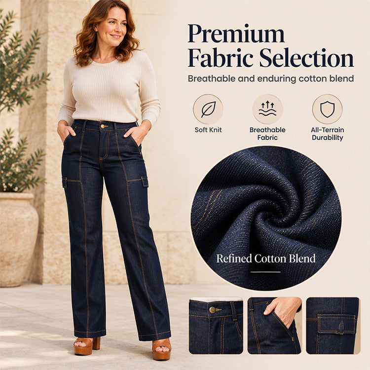 ✨ High-Waist Damesjeans 👖 met Contrasterende Naden en Brede Pijpen, Trendy & Flatterend voor Elke Look ✨