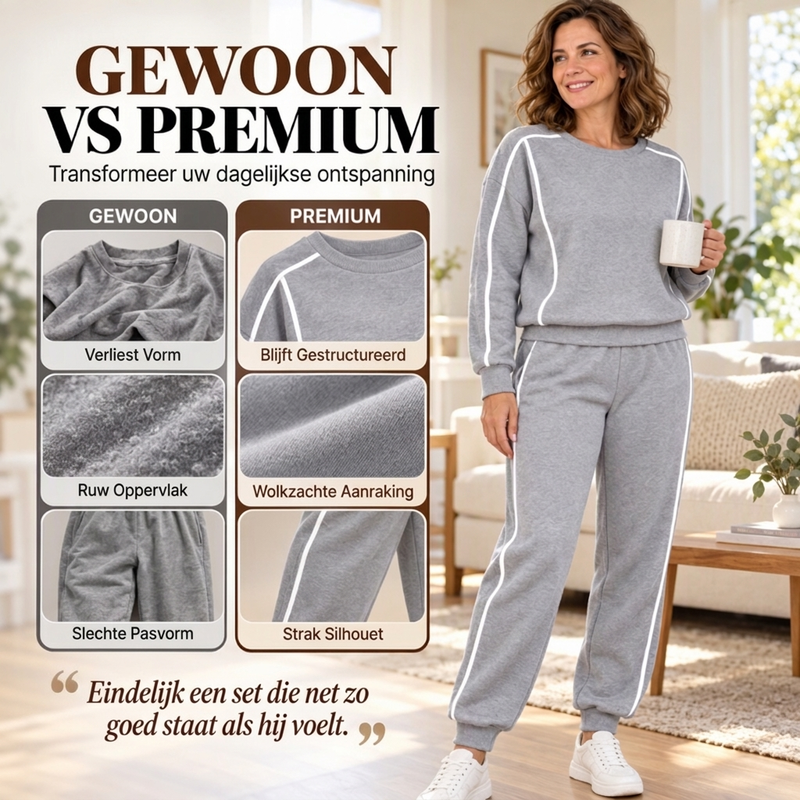 🔥Gratis verzending✈️✨ Dames Sweatshirt Set 🧶 met Contrasterende Biezen en Joggingbroek, 2-Delige Set, Comfortabel & Trendy ✨