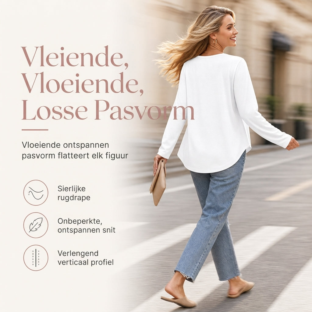 😍Dames Boheems Kant V-Hals Lange Mouwen Losse Fit Blouse