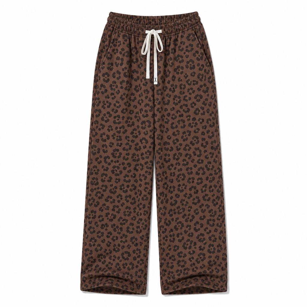 🔥Gratis verzending✈️Dames joggingbroek met luipaardprint, wijde pijpen en trekkoord – loszittende, casual broek voor thuis