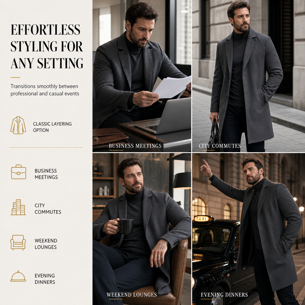🔥Gratis verzending✈️Klassieke enkelrijige trenchcoat voor heren, zakelijk casual premium windjack