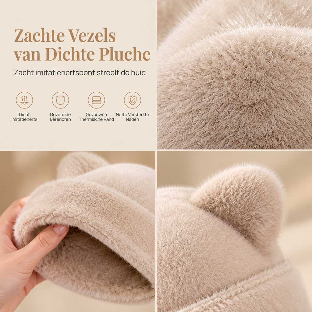 🐱Damesmuts van pluizig imitatiefur (mink) met schattige berenoortjes – warme wintermuts voor koud weer🧢