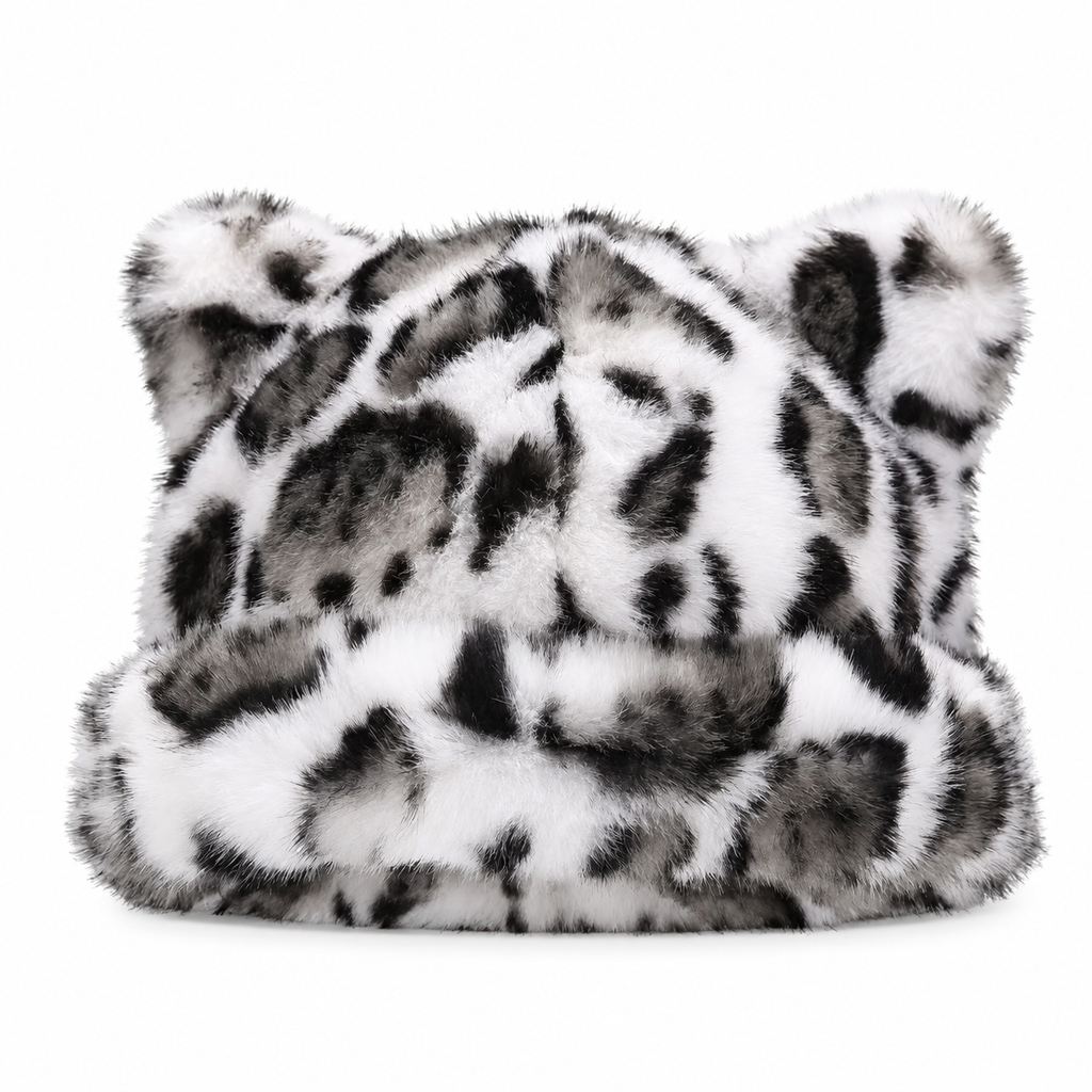 🐱Damesmuts van pluizig imitatiefur (mink) met schattige berenoortjes – warme wintermuts voor koud weer🧢