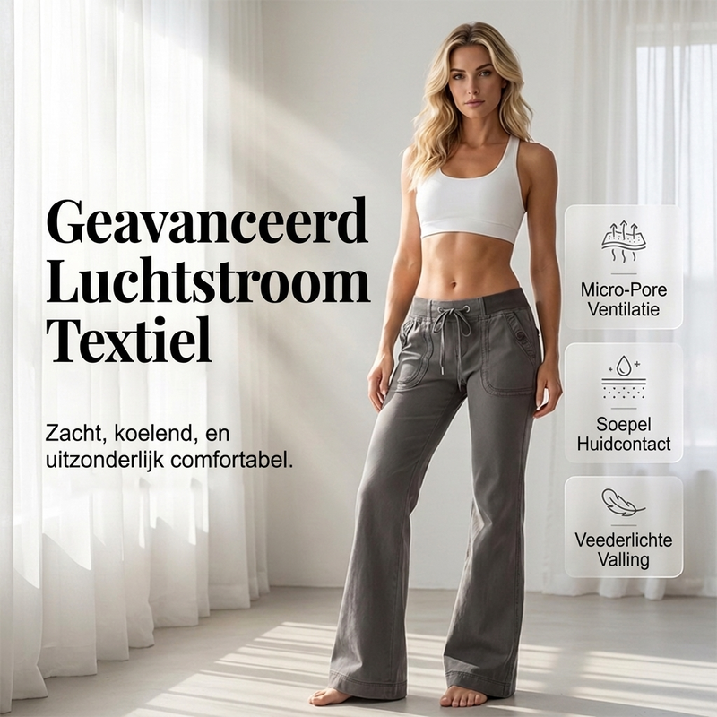⏰ Laatste Stuks — Lage taille wijde broek met trekkoord, losse trendy snit, makkelijk aan te trekken voor dagelijks gebruik