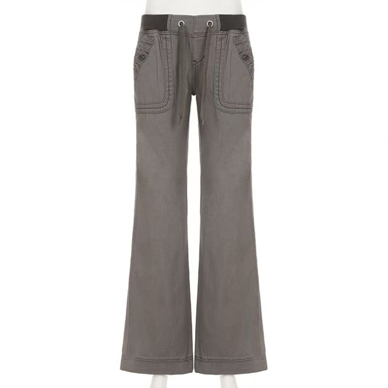 ⏰ Laatste Stuks — Lage taille wijde broek met trekkoord, losse trendy snit, makkelijk aan te trekken voor dagelijks gebruik