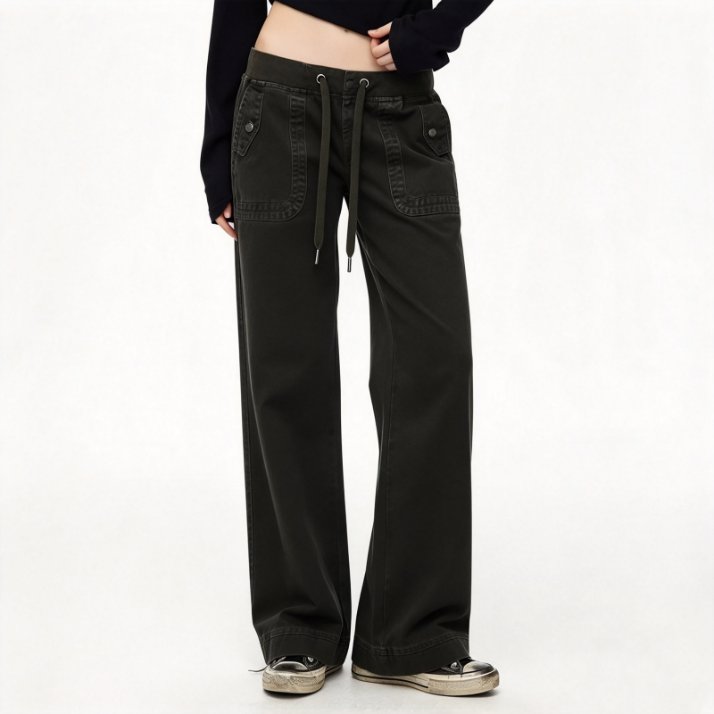 ⏰ Laatste Stuks — Lage taille wijde broek met trekkoord, losse trendy snit, makkelijk aan te trekken voor dagelijks gebruik