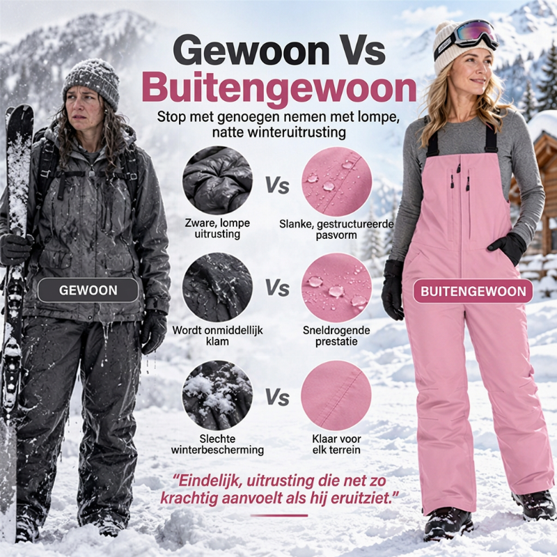 Unisex waterdichte skibroek met bretellen