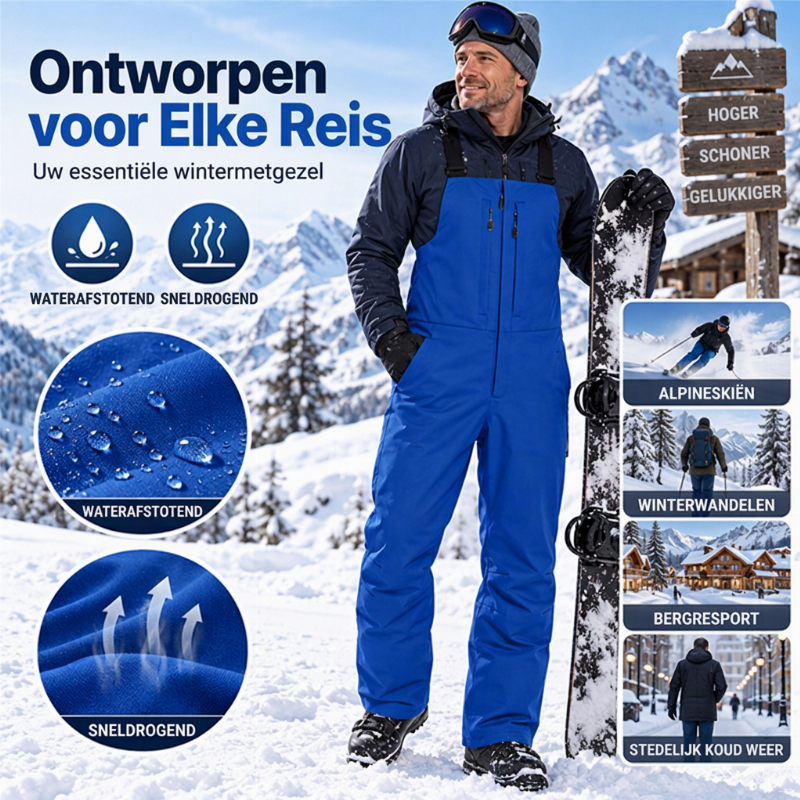 Unisex waterdichte skibroek met bretellen