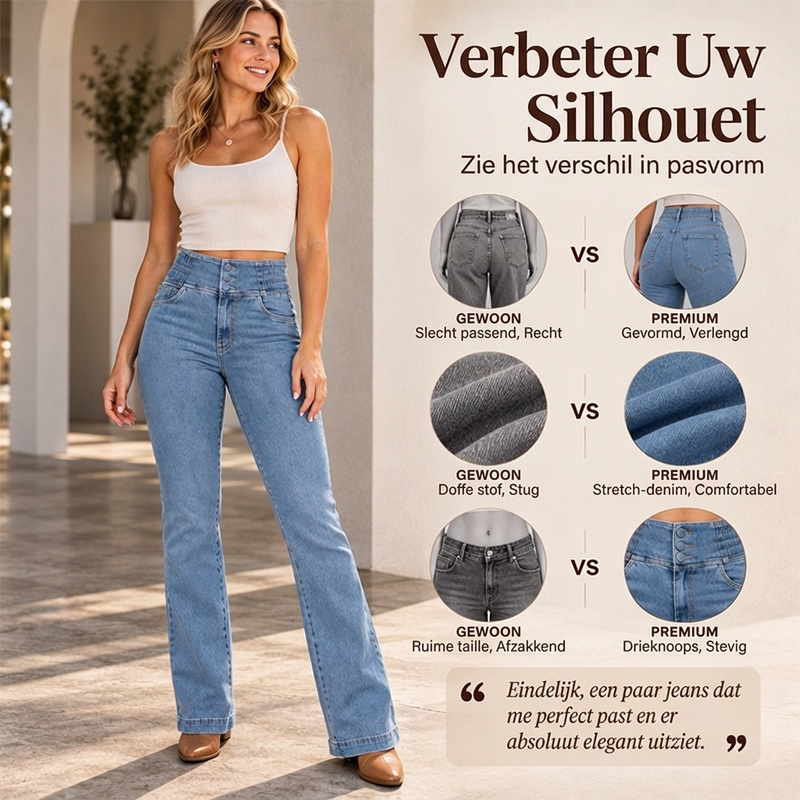 🔥Gratis verzending✈️Dames elastische jeans met hoge taille en flared pijpen