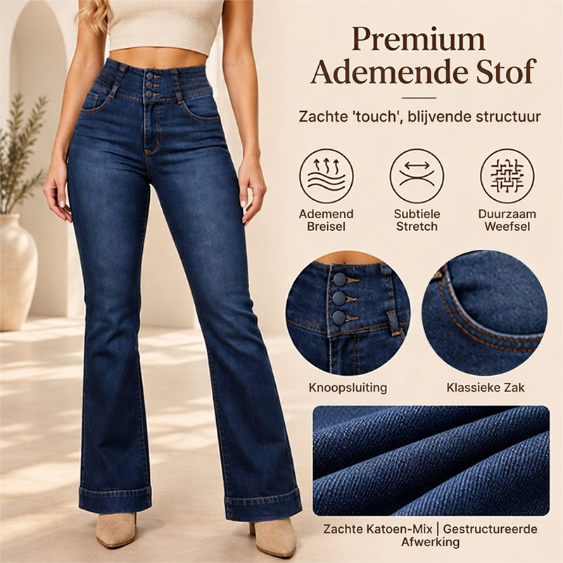 🔥Gratis verzending✈️Dames elastische jeans met hoge taille en flared pijpen