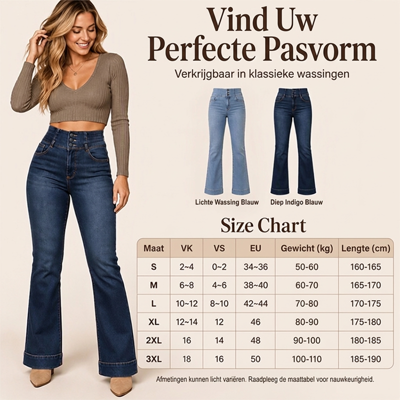 🔥Gratis verzending✈️Dames elastische jeans met hoge taille en flared pijpen
